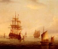 James E Buttersworth - Sailing Vessels Off A Coastline